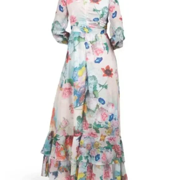 NWT Dalia MacPheeFloral Garden French Country Style Feminine Maxi Dress